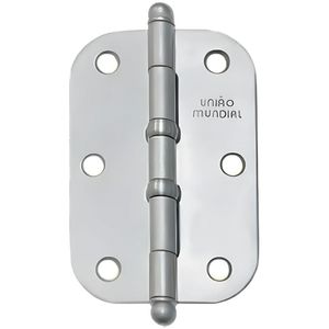 Dobradiça 3 1/2″ x 3″ Cromado Canto Redondo – Linha Reforçada – União Mundial