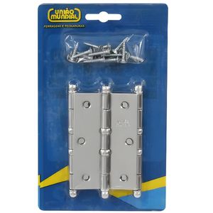 Dobradiça 3 1/2″ x 2 5/16″ Cromado Fosco – Linha Leve – União Mundial