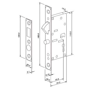 Fechadura com Concha Porta de Correr Interna 45mm Imab