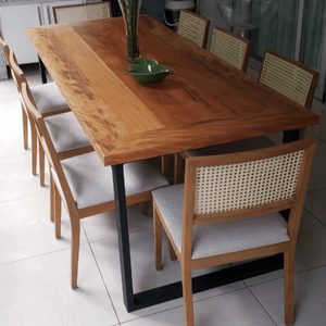 Mesa de Madeira Peroba Rosa Demolição com Pés de Ferro