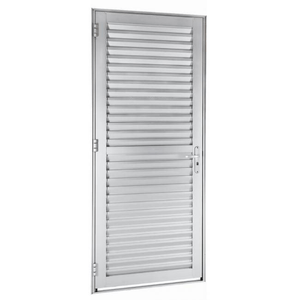 Porta de Alumínio Branco de Abrir Veneziana Ventilada - Linha Alumifort - Sasazaki