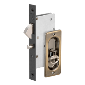 Fechadura com Concha Porta de Correr Interna Ouro Velho Canto Redondo 45mm Imab